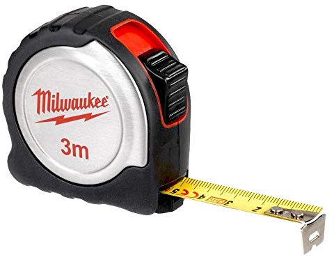 Milwaukee 4932451637 Flessometro Modello 4932451637, Metrica 3M x 16Mm, Nailon, Rinforzi Laterali in Acciaio Inossidabile, Compatto, Ergonomico