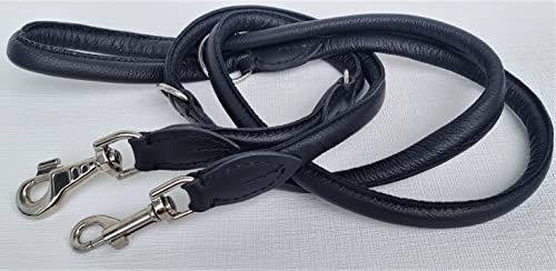 Luxus HUNDELEINE, RundeLeine, Leder, 220cm/10mm, Schwarz,(19-9-1326)