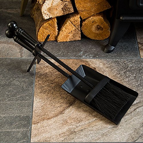 Fire Vida Hearth Shovel And Brush Set, Black Fireside Fireplace Tidy