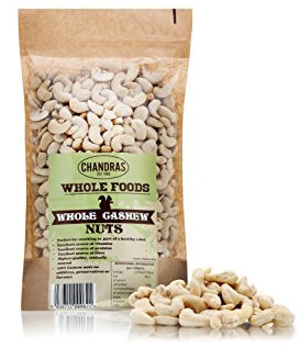 Chandra Whole Foods –Whole Cashew Nuts 1KG -Low-GI Quality Raw Deshelled Cashew Nuts for Snacking, Curries, Smoothies, Baking, Cooking & Gravies - Gluten-Free & Keto, Rich in Protein, Vitamins & Fibre