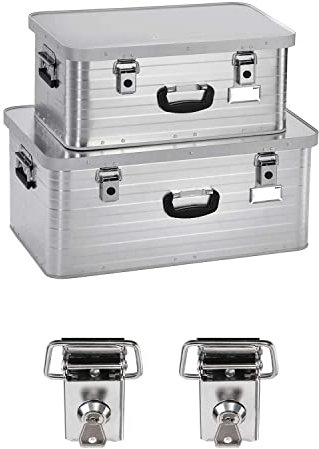 Enders Alubox 47 L + 80 L mit 2x Schloss Set - Aluminium Box 1 mm Wandstärke, spritzwasserdicht, stapelbar - Alu Box, Alukiste, Metallbox - verwendbar als Transportbox, Lagerbox, Werkzeugkiste