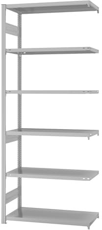 eurokraft | System-Steckregal | Bauart mittelschwer | kunststoffbeschichtet | Regalhöhe 2500 mm | Anbauregal | Breite x Tiefe 1000 x 500 mm
