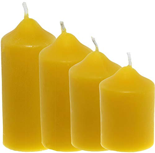 4 Stumpenkerzen Durchmesser 4,3 cm aus 100% reinem Bienenwachs; Verschiedene Höhen