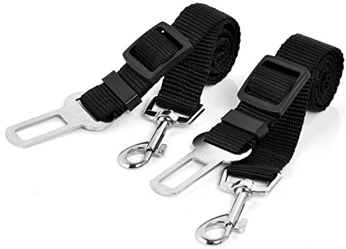 Neuftech 2X Laisse Ceinture de Sécurité pour Chien/Chat/Animaux de Compagnie pour Les sièges de Voiture- Noir