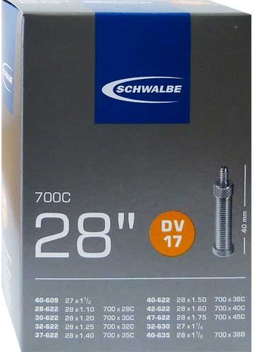 Schwalbe Fahrradschlauch DV17 mit Blitzventil ~ 28 ~ 37-622 mm (28 x 1 3/8 x 1 5/8 Zoll) (28 x 1.40 Zoll)