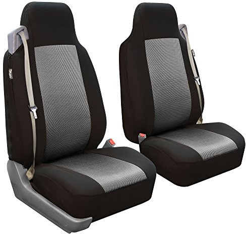 FH GROUP Juego de Fundas de Asiento de Coche de Tela para Asientos Delanteros, 1 Pieza, Ajuste Universal, Lavable, para SUV, sedán, Furgoneta, Color Gris