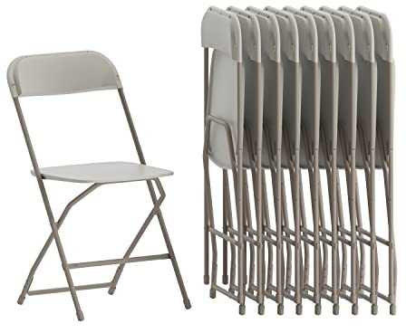 Flash Furniture Hercules Series Plastic Folding Chairs for Parties and Weddings, Stackable Commercial Event Seats, Set of 10, Beige
