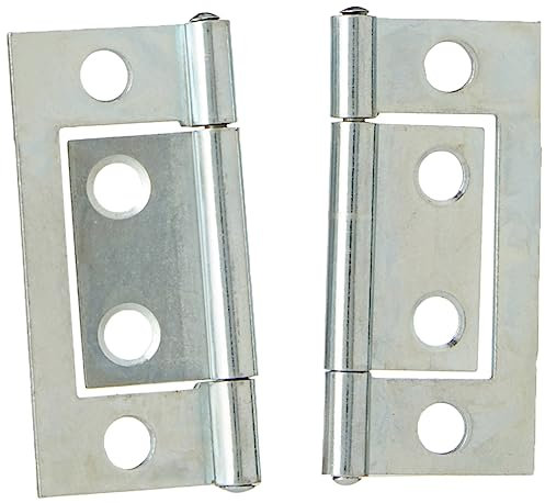 Merriway BH03826 (2 Pcs) Bright Zinc Plated Flush Door Cupboard Hinge, 50 mm (2 inch) - Pack of 2 Pieces