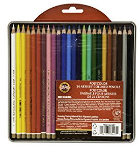 Koh-I-Noor Polycolor FA3818.24OT Zeichenstifte-Set, 24 verschiedene Buntstifte in Dose und Blisterkarte, je 1 Stück