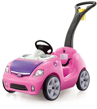 Step2 Whisper Ride II Kids Push Cars, Ride On Car, Seat Belt, Horn, Toddlers Ages 1.5 – 4 Years Old, Max Weight 50 lbs., Quick Storage, Stroller Substitute, Pink