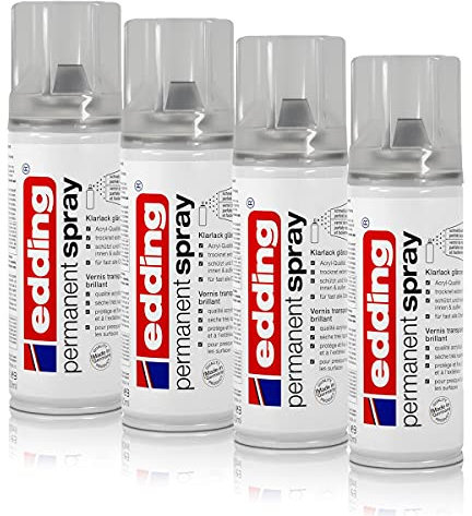 4x edding Permanent Spray Klarlack glänzend 200 ml Acryl-Qualität