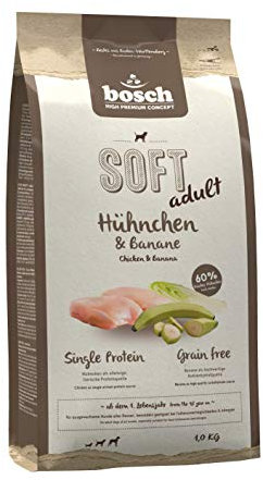 bosch HPC SOFT Hühnchen & Banane | halbfeuchtes Hundefutter für ausgewachsene Hunde aller Rassen | Single Protein | grain-free | 1 x 1 kg