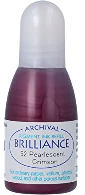 Tsukineko Brilliance Refill Nachfülltinte - 15 ml - Violett, Pearl Crimson - Zubehör Reinker für Brilliance Stempelkissen