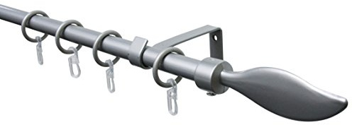 Gardinia 5855 Komplettstilgarnitur Flame, Durchmesser 16 mm, ausziehbar, 130-240 cm, Silber