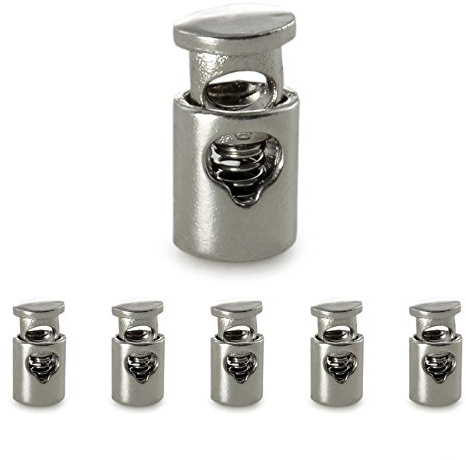 Ganzoo kordelstopp/kordelklämma i metall, silverkromad, rak form med 1 hål för snöre lina och skosnöre, reservdel till jacka hoodie kapuschong sportbyxa ryggsäck tältlina, 4 mm, 17 x 9 mm, 1,4 g,