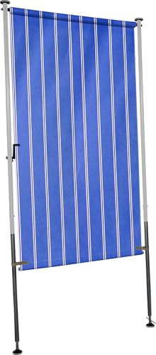ANGERER Balkonsichtschutz Exklusiv blau, 150 cm | Senkrechtmarkise für Sicht- und Sonnenschutz, Montage ohne Bohren, ideal für Mietwohnungen, Made in Germany, waschbarer Stoff