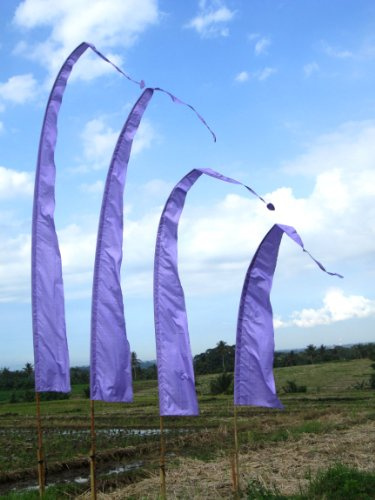 Bali-Fahne 4m Flieder, Lila – Original Umbul Umbul Garten-Deko & Windfahne – Romantische Hochzeitsdeko & Gebetsfahne – Wetterfester Stoff – Ohne Stange