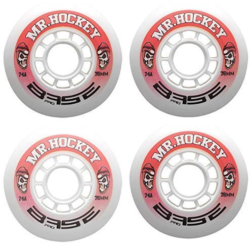BASE Indoor Inliner Rollen „Mr. Hockey“ Pro | 74A Härte | starker Grip | weiß | für alle gängigen Inliner-Marken geeignet