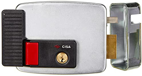 CISA 111731701, Serratura Elettrica da Applicare con pulsante, 12 V, Zincato, Entrata 70, Mano Destra