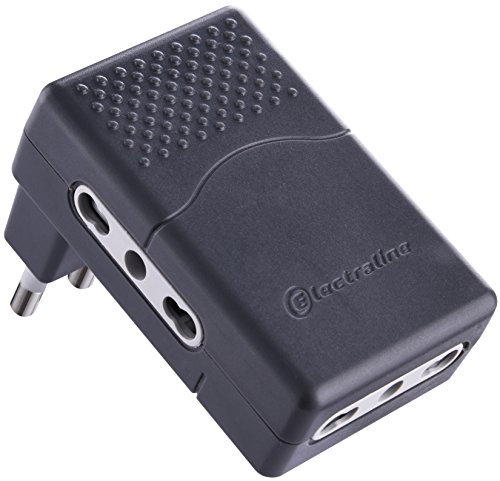 Electraline 71928 Adattatore Multipresa Piatto Triplo, Spina 16A 230V, Presa tripla 10/16A 230 V, Nero Opaco