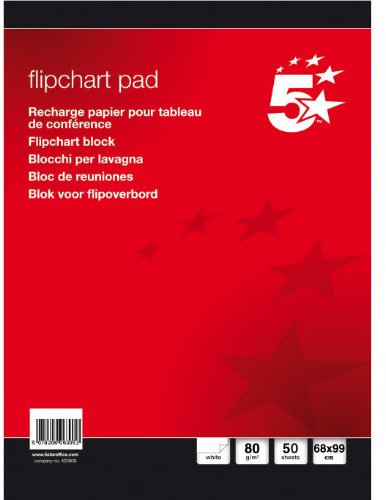 5 Star(TM) Flipchart Blocks 68x99cm kariert/blanko 80 g/qm Inh.3 Blöcke à 50 Blatt