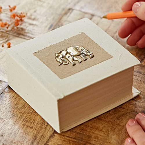 Elephant Dung Memo Block - 100 Sheets of Recycled Paper - Square Note Pad Holder - Genuine Elephant Poo Notecube - Fair Trade and Handmade Elephant Gifts for Men and Women