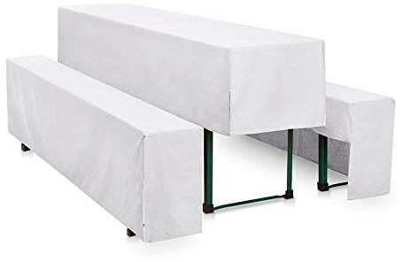 Hussen-Set 220x70 cm Weiß Baumwolle halblang - 1x Biertischhusse, 2X Bierbankhusse, Festzeltgarnitur, Bierzeltgarnitur, Qualität Made in EU