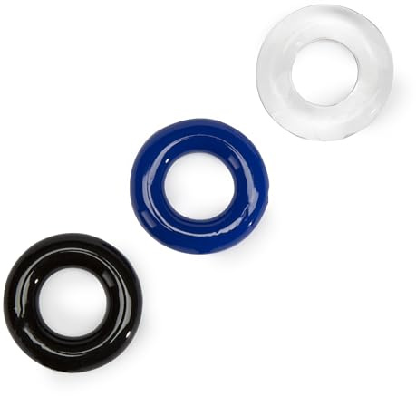 Lovehoney Doughnut Cock Ring Set | 3 Pack Super Stretchy Male Penis Rings | 3 Sizes Waterproof Love Rings for Stronger Longer-Lasting Erections & Couples Play | Adult Sex Toys for Men - Multipack