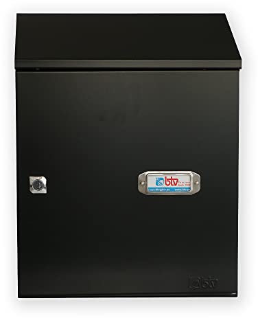 BTV | Recogecartas con Cerradura Grado I | Buzones de Correos Exterior en Chapa de Acero Pintada Color Negro