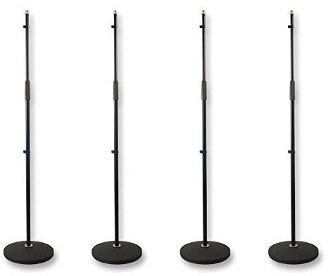 4 x Pulse Mic Stand Round Base Heavy Duty Black Band PA Microphone PLS00055