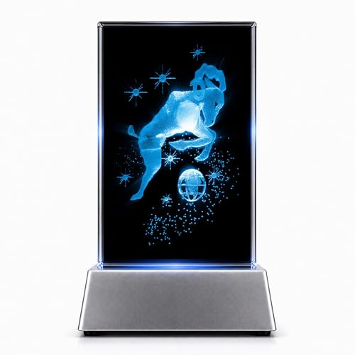 Widder Sternzeichen Kristall Glasblock 3D Laser Gravur – LED Nachtlicht Geschenk Dekoration