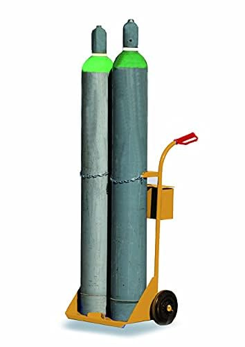 Svelt Carrello Professionale Porta Bombole in Acciaio per 2 Bombole da 40 Litri – Ruote Piene Ø200 mm, con Cassetta Porta-Attrezzi