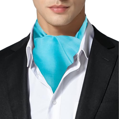 Remo Sartori – Ascot Krawattenschal für Herren, Aus Reiner Seide, Einfarbig, Made in Italy (Türkis)