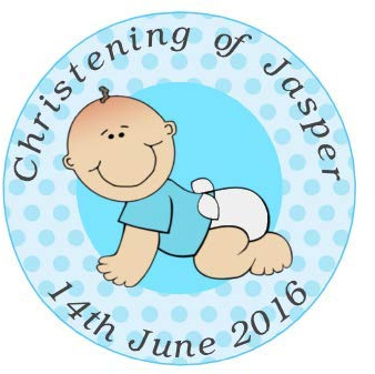 30 x Pre Cut Blue Boy Personalised Christening/Dedication/Baptism/Confirmation Cup Cake - Fairy Cake Toppers/Decorations Edible Wafer Paper