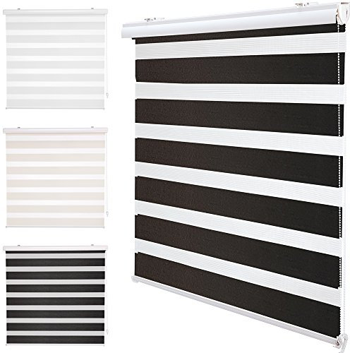 PROHEIM Doppelrollo Klemmfix Ohne Bohren | Klemmrollo mit Variabler Klemmfix-Halterung und Frontblende | Fensterrollo mit Alu Klemmträgern, Größe:80 x 160 cm, Farbe:Anthrazit