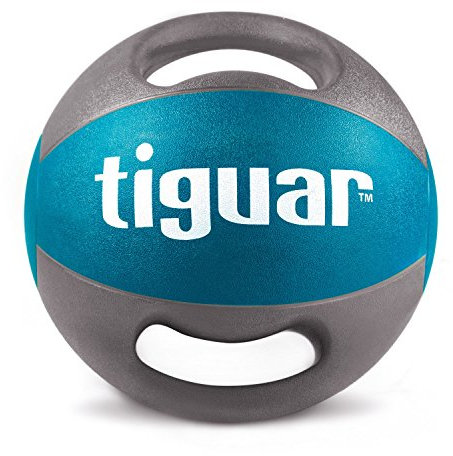 tiguar Medizinball mit Griffen 7 kg grau/gelb Gewichte Bälle Krafttraining