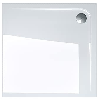 doporro Plato de Ducha Plano 80x80x4 cm Acrílico Blanco, Rectangular, Instalación a Nivel del Suelo, Compatible con Conexiones DIN Novas