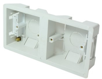 Loops 35mm Deep Double/Dual Plastic Dry Lining Back Box - 1 Gang Wall Flush Mount Pattress