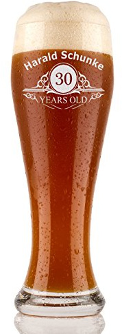polar-effekt Verre à bière de blé 0.5l avec Gravure idée Cadeau personnalisé en Verre de blé - Motif Indication d'âge Années