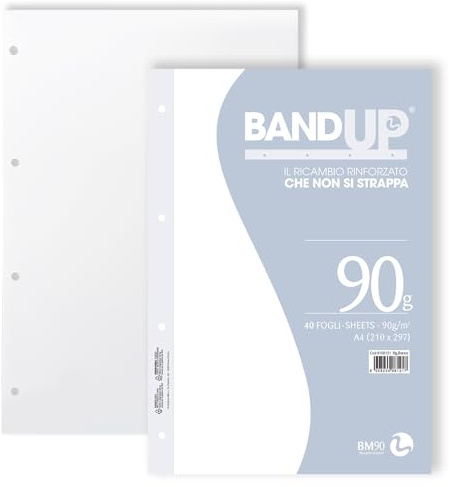 Bm – BeMore – Ersatzband A4 mit verstärktem Band – weiße Lineatur – Größe 21 cm x 29,7 cm – Packung mit 40 Blättern – Papier 90 g/m² – 0108121