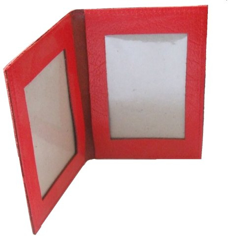 Leather Bus Pass Holder, Oyster Card, ID Cover, Licence, Photo ID Window (Double Red)
