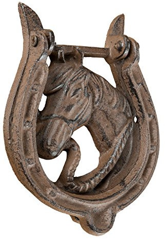 Homescapes Türklopfer Pferd Hufeisen Design aus Gusseisen klassisch in braun 558g
