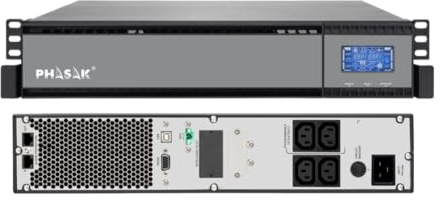 Phasak PH 9315 - Sistema de alimentación ininterrumpida (1500 VA, LCD, USB, SNMP OPC + RJ45 + RS-232) Rack de 19