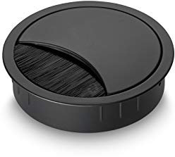 Eisnhauer Kabeldose Edelstahl schwarz lackiert 80 mm, für mehrere Kabel geeignet, Bürstendichtung und Abnehmbarer Deckel, Höhe ca. 21 mm