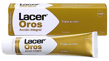LACER OROS - Pasta Dentífrica 75 ml, Protección Bucodental Integral, Triple Acción, Previene el Sangrado, Reduce Sensibilidad Dental, Protege de Caries, Antiséptico, Antinflamatorio, Antioxidante