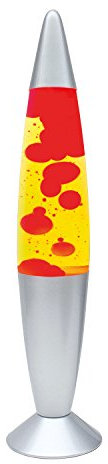 Global Gizmos 48850 16 Red & Yellow Lava Lamp / Silver Base / Retro Nostalgia / Relaxing Mood Light / Decorative Illumination