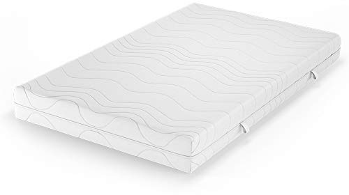 VitaliSpa Matelas en Mousse Froide, Blanc, 120x200cm 20 cm de Hauteur, avec Housse Amovible et Surface de Couchage à élasticité ponctuelle