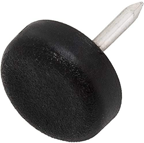 Adsamm® / 32 x plastglidare med spik, svart, Ø 15 mm, rund, möbelglidare med spik, möbel- och golvskydd i Adsamm® kvalitet