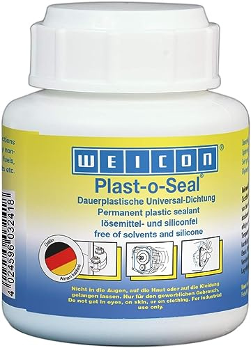 WEICON Plast-o-Seal 120g Tube mit Pinsel streichbare hitzebeständige Dichtmasse | Dichtpaste, Gewindedichtmasse, dauerplastisch, für Flansche, Gewinde und Rohrverbindungen