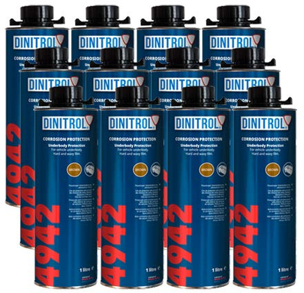 Dinitrol 4942 Unterkörperwachs (braun), 12 x 1-Liter-Dosen (mit Schutz-Schraubverschluss)